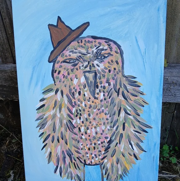 Owl In Hat Painting - Picture 3 of 13